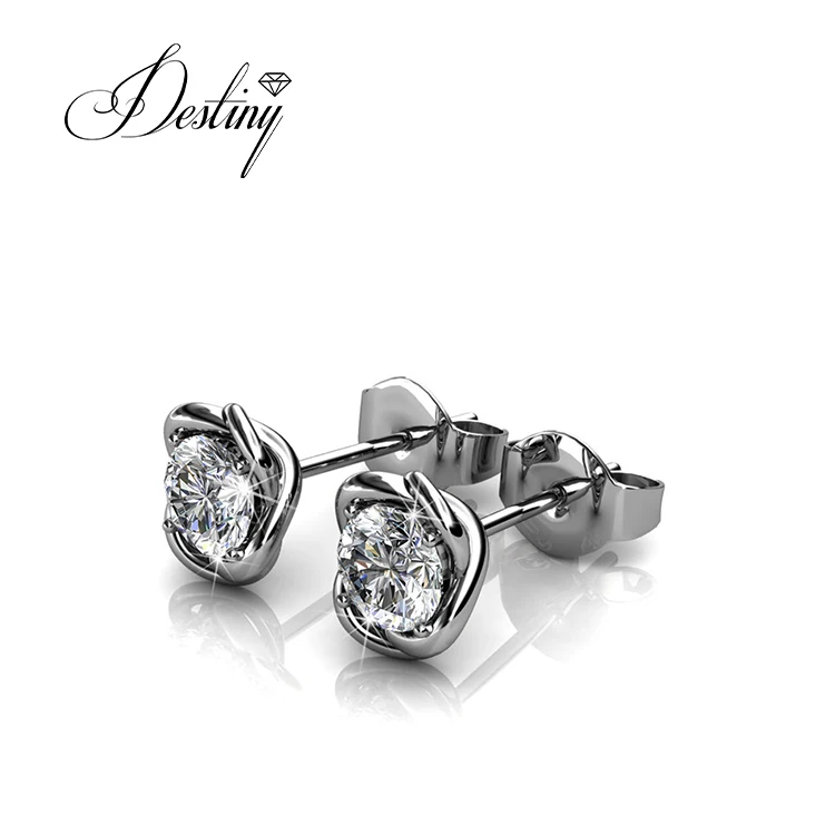 Sterling Silver 925 Premium Austrian Crystal Jewelry Dream Catcher Flower Fancy Simple Designed Earrings Destiny Jewellery