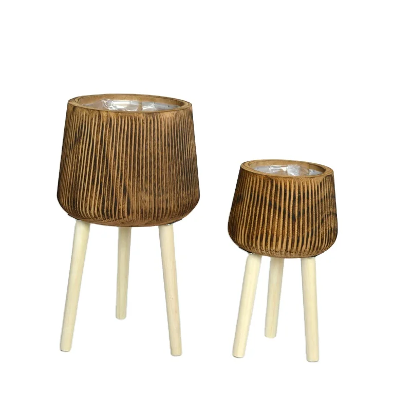 
 Лидер продаж, прочный деревянный горшок из павловнии с зелеными растениями  