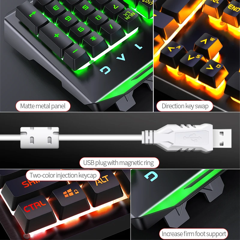 V2 Wired Hot selling 104 key Gaming Keyboard Mechanical Waterproof Keyboard with Back-light RGB phone holder Keyboard