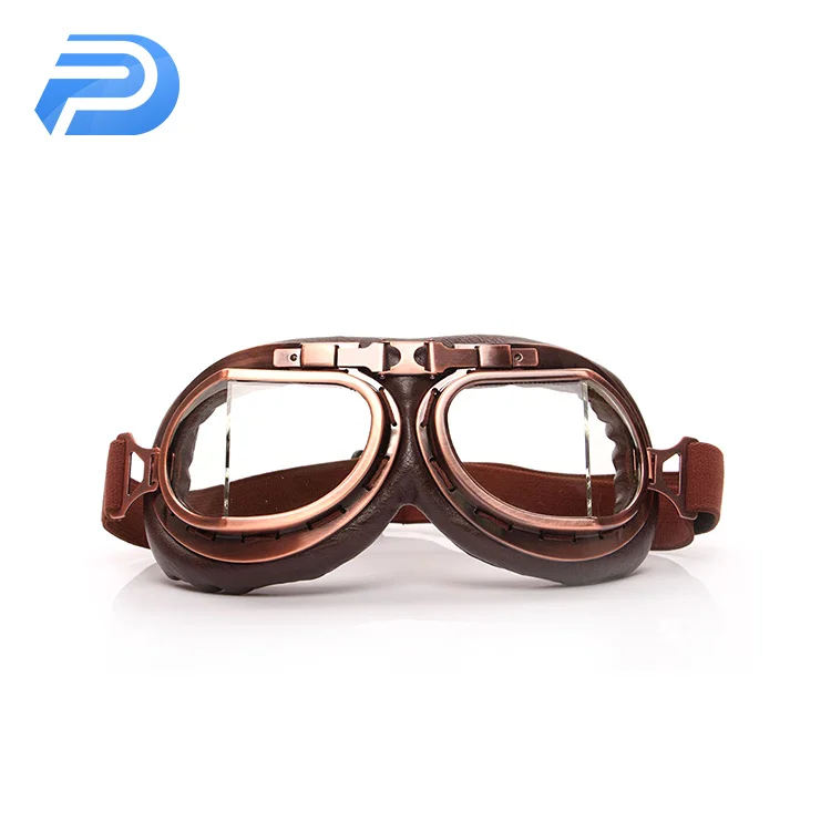 
New design vintage helmet leather goggles pilot retro type steampunk motorbike ATV cycling racing sport glasses 