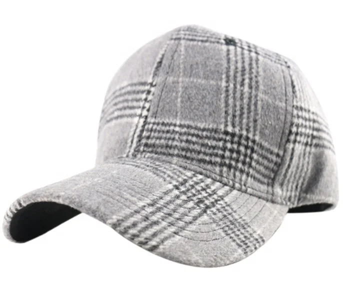 Winter Warm Casual Lumberjack Plaid Melange Cap Dad Hat 6 Panel Classic Adjustable Soft Furry Baseball Cap