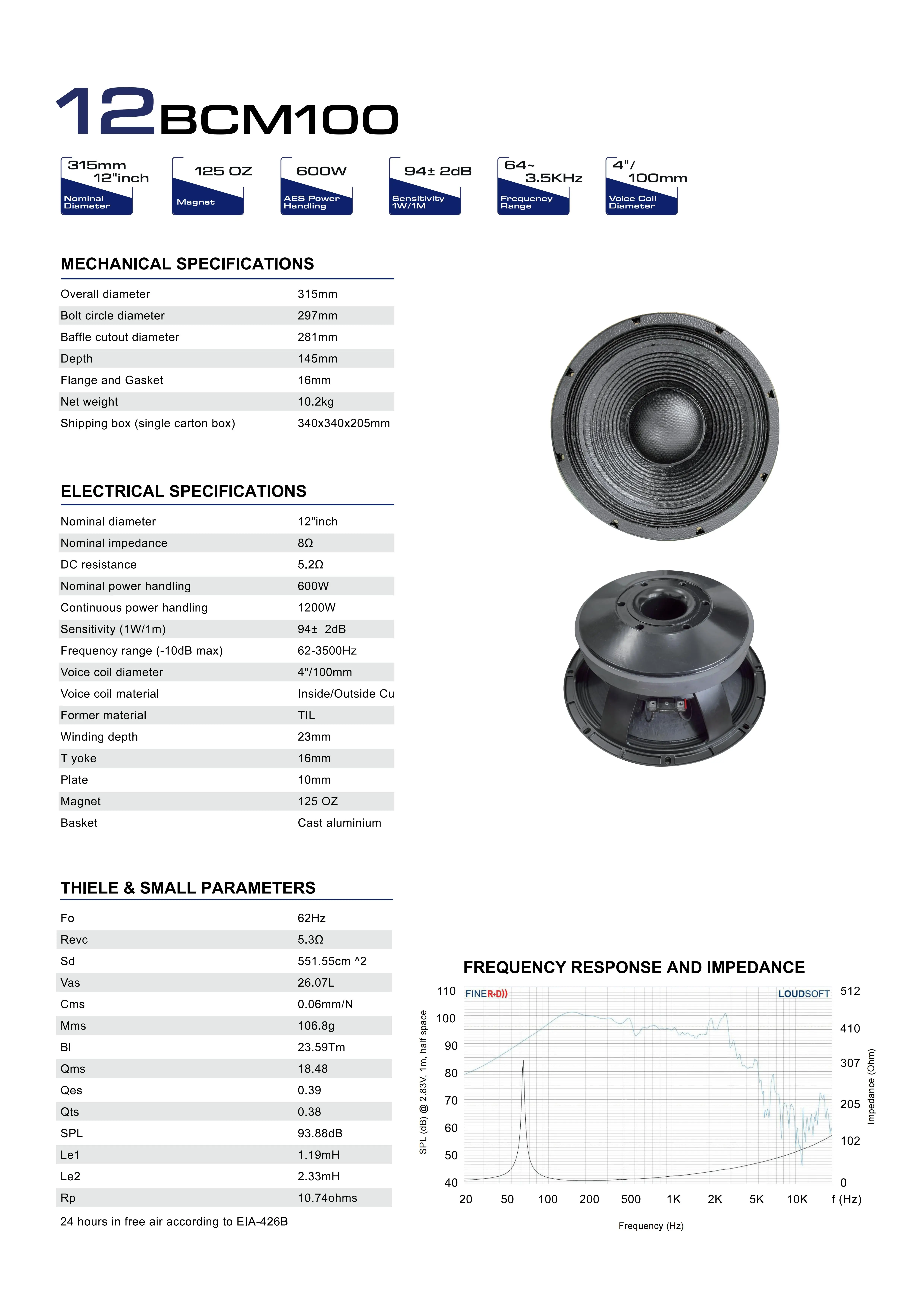 Accuracy Pro Audio 12BCM100 10 Inch Professional Woofer Can be paired with Wooden Speakers Line Array Speakers