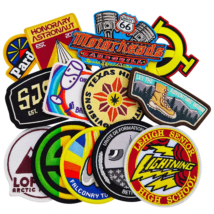 Custom Heat Transfer Patches Sew On Clothing Fabric Logo Self Adhesive Applique Embroidery Patch