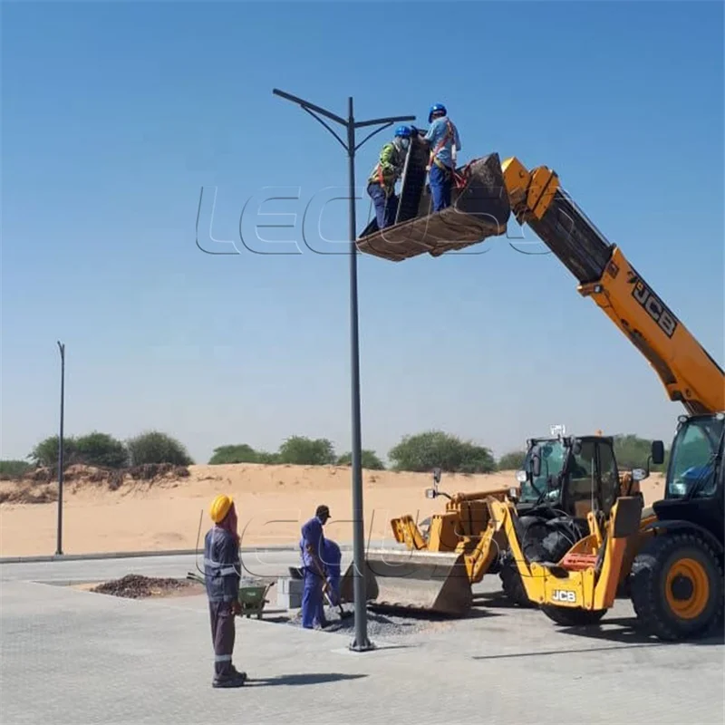 outdoor pole manufacturer design 6m 7m 9m led electric tapered street steel lighting solar lamp post price