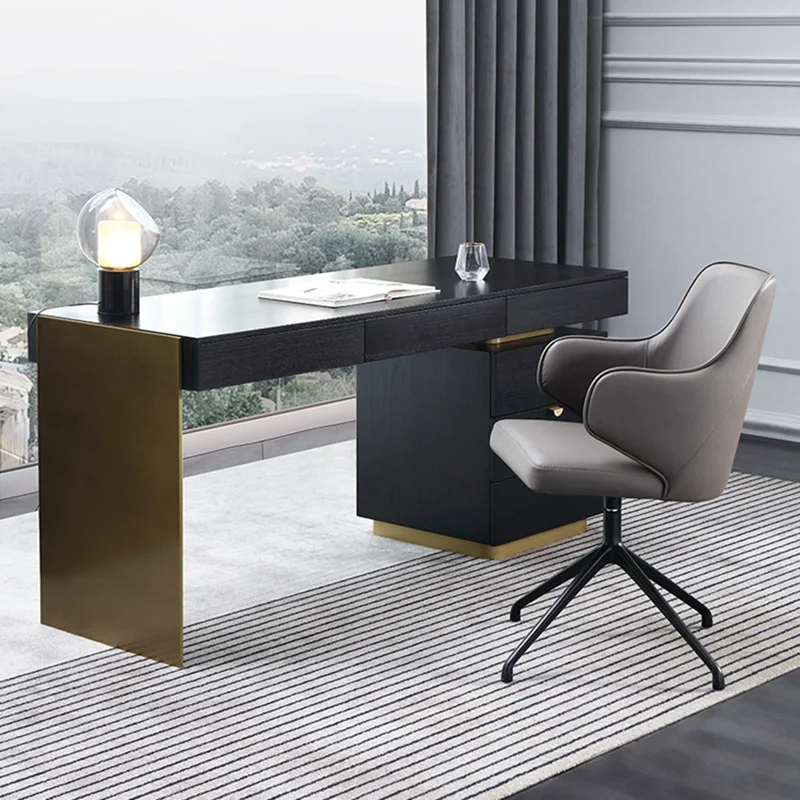 
Italian light luxury minimalist home learning desk and chair 