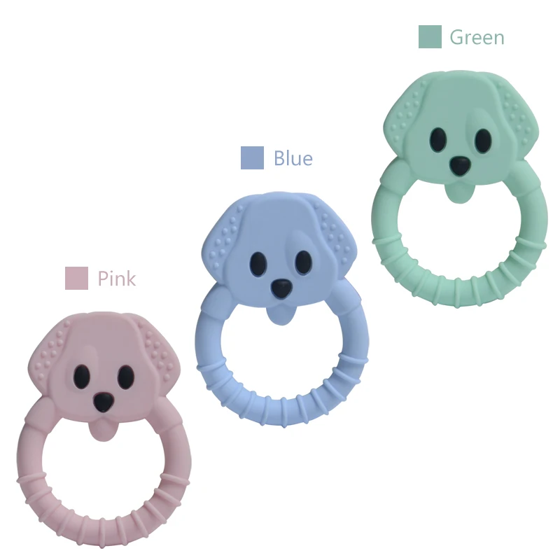 
Wholesale Three colors Silicone Baby Dog Teething Toy Soft Teether Toy 