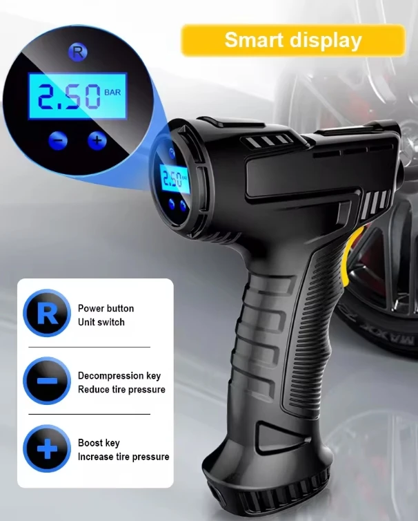 Car Air Compressor Automatic Rechargeable Wireless Wired Inflatable Tire Inflator Digital Portable Car Air Pump for Bicycle