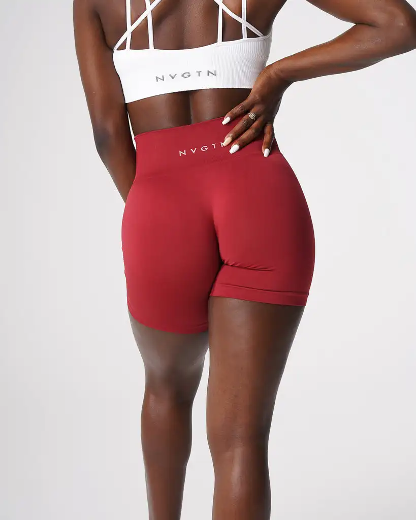 Pint ON Demand Service women High waist yoga shorts Recycled fabric Carmine Solid Seamless Shorts