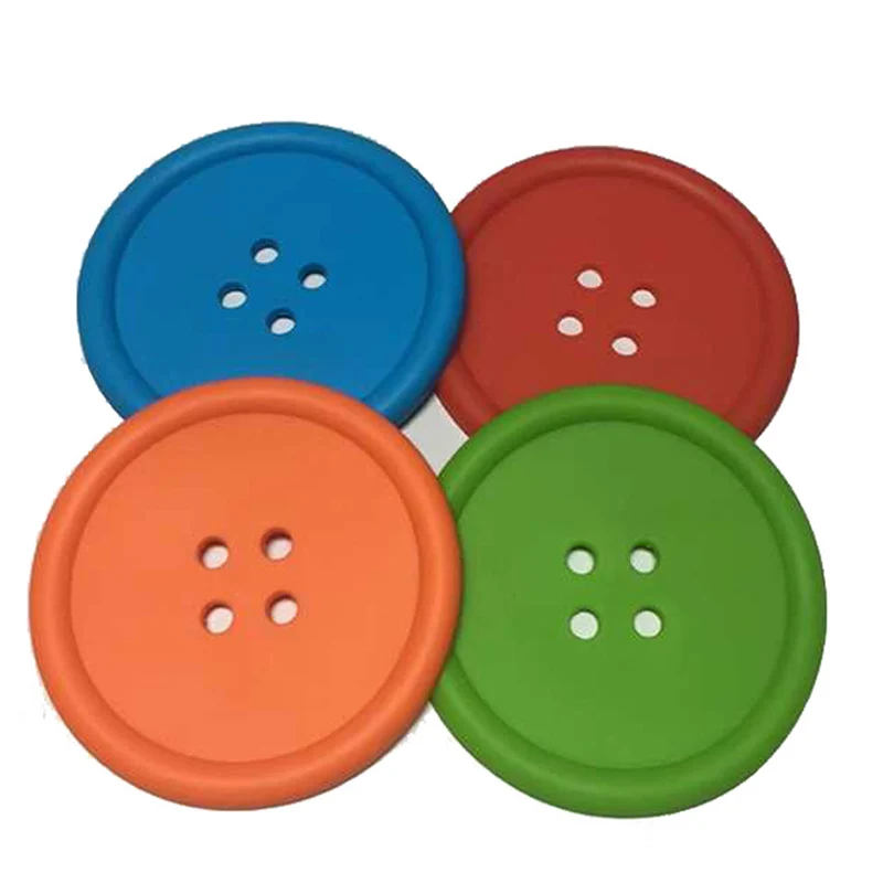 Mini Rounded Trivet Mat Rubber Drink Cup Pad Wholesale Coffee Dish Mat Tray Silicone button drink coasters