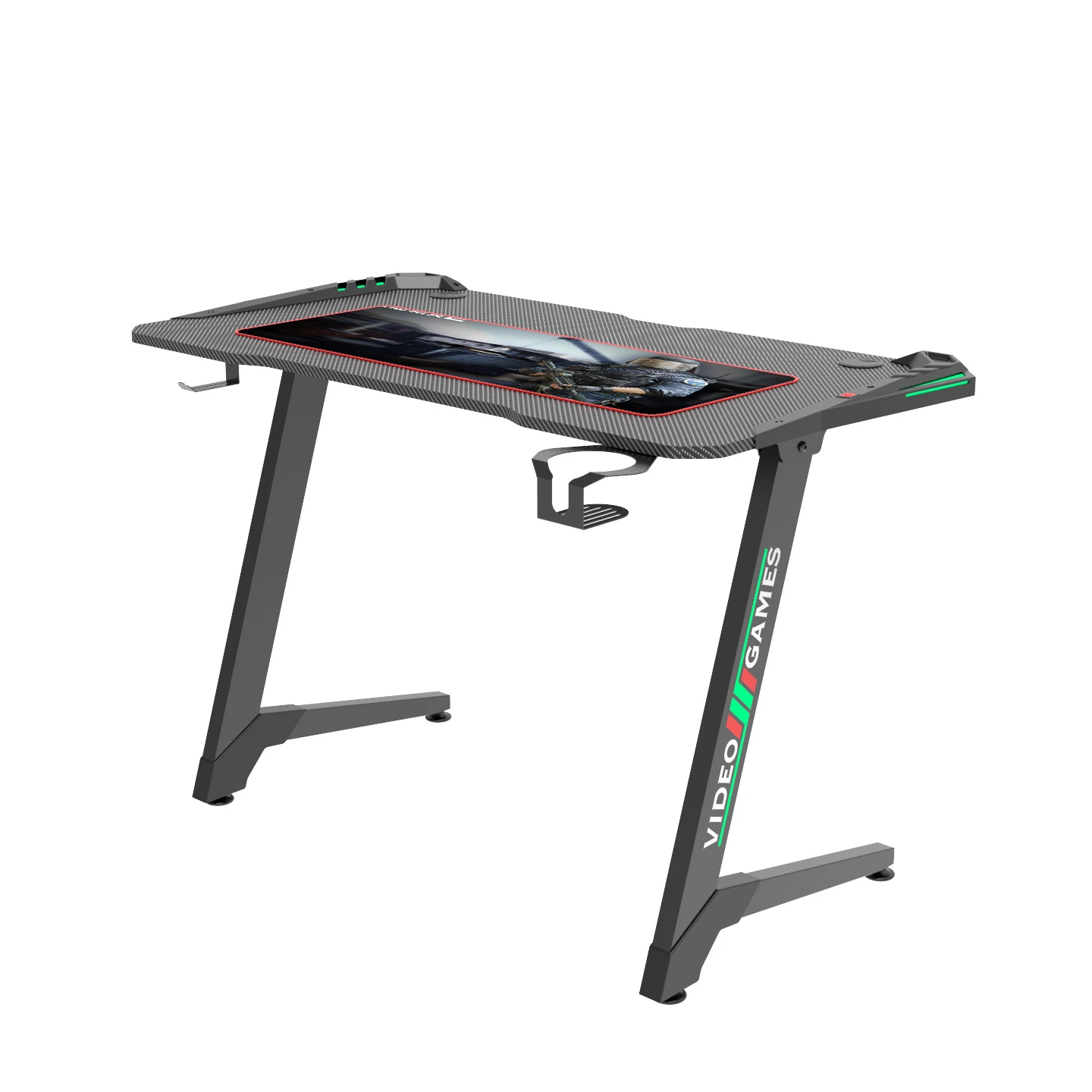 
Best Popular Cool Computer Table Z Shape 47 inches Desk Gaming PC With Colorful LED Light 