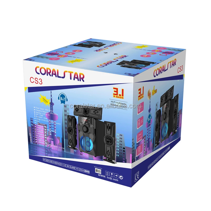 Гуанчжоу Coralstar профессиональная 3 1 USB SD FM DVD система домашнего кинотеатра сабвуфер