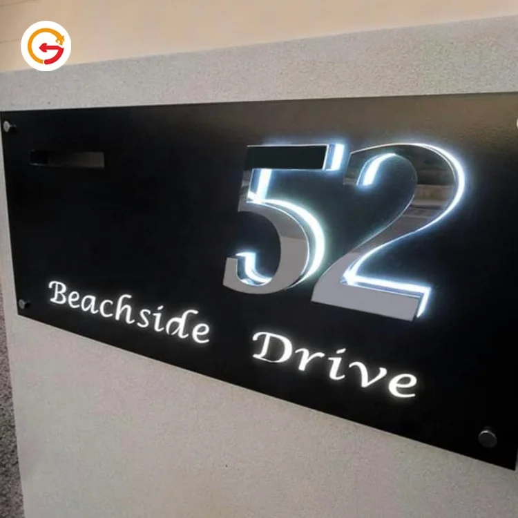  JAGUARSIGN на заказ 316 уличный номер из нержавеющей стали со светодиодной подсветкой адресный знак для морского побережья полированный
