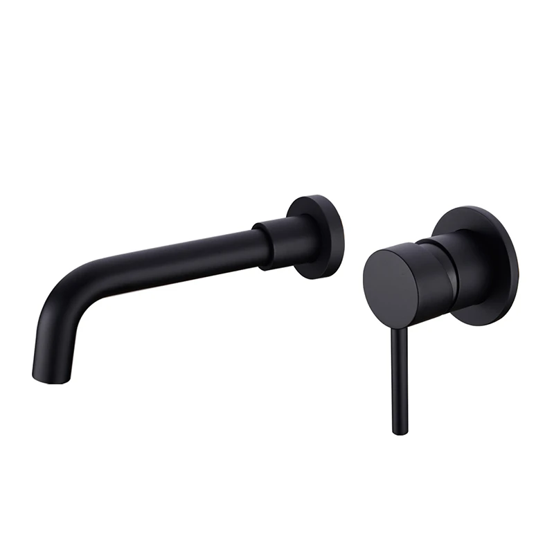 Single Handle Cold And Hot Switch Wall Hung Mounted Black Modern Design Bathroom Counter Basin Faucets Mixer Washroom Sink Tap lavatory faucet