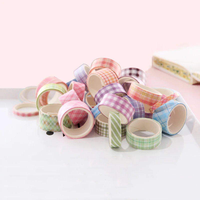 Plaid and paper tape set creative stationery diy plaid hand ledger hand stickers