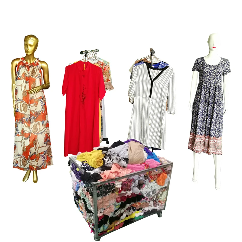 Second Hand Used Ladies Silk Dress Wholesale Mitumba 100Kg Bales Canada Dubai Korea Used Clothing