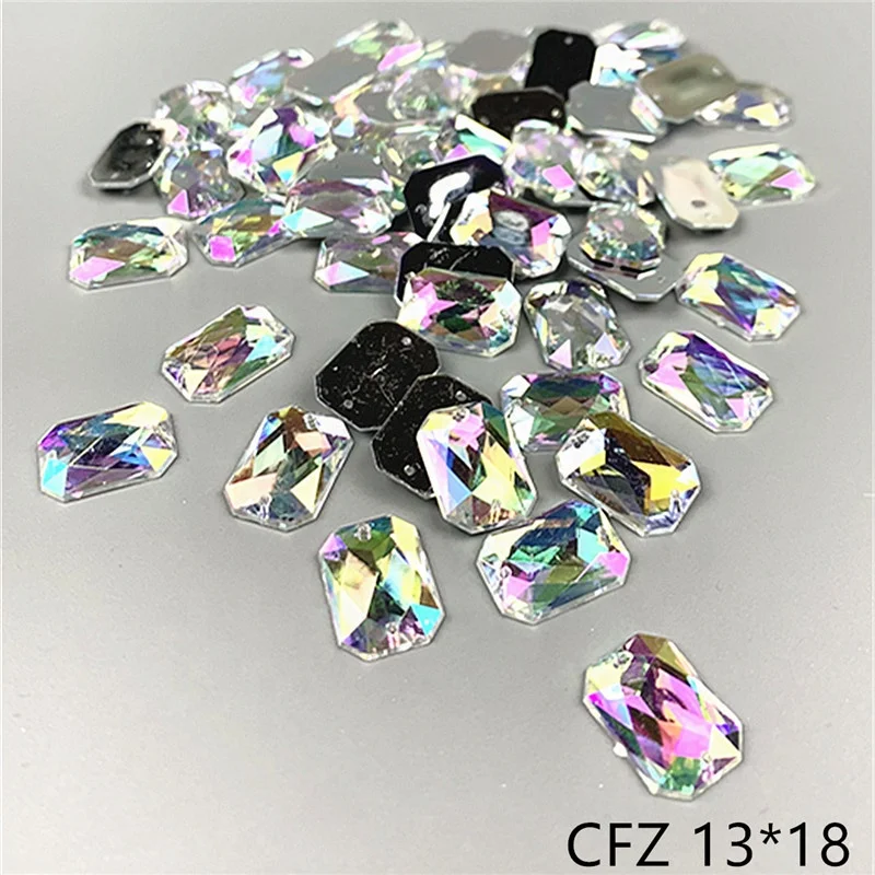 Zsbszc шьют Акриловые стразы квадратные алмазные капли белые ab Кристалл Стразы ювелирные изделия плоская спинка платье T-ABZ