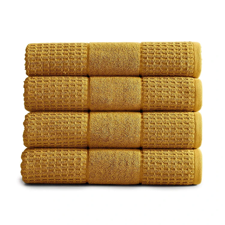 100% cotton Ultra Soft Deluxe Bath Towel Set Fast dry and absorbent Waffle Texture 550 GSM includes 4 bath towels