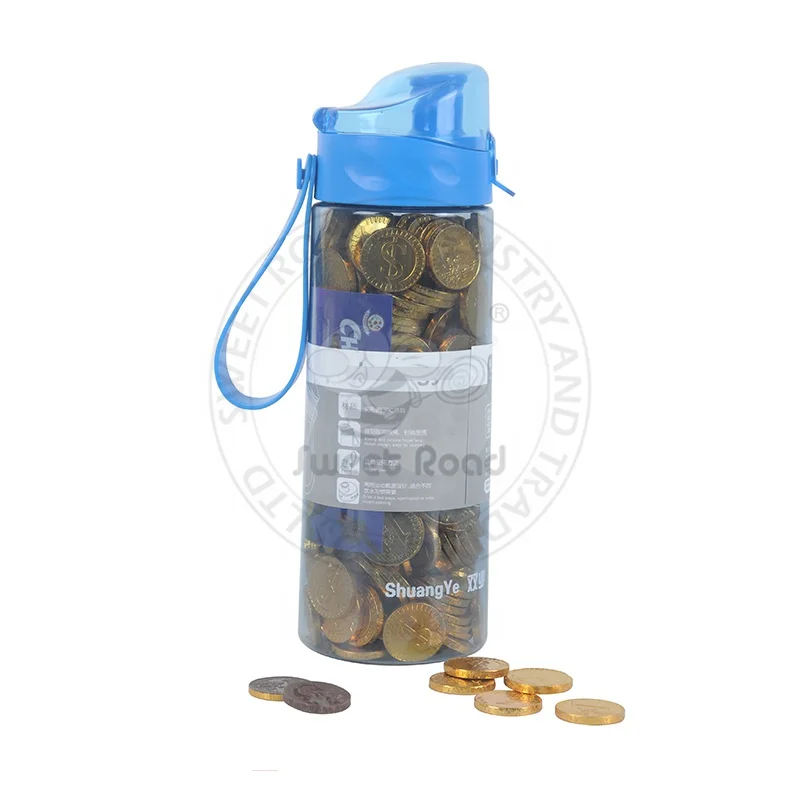 Golden Coin Chocolate in Sports Water Bottle