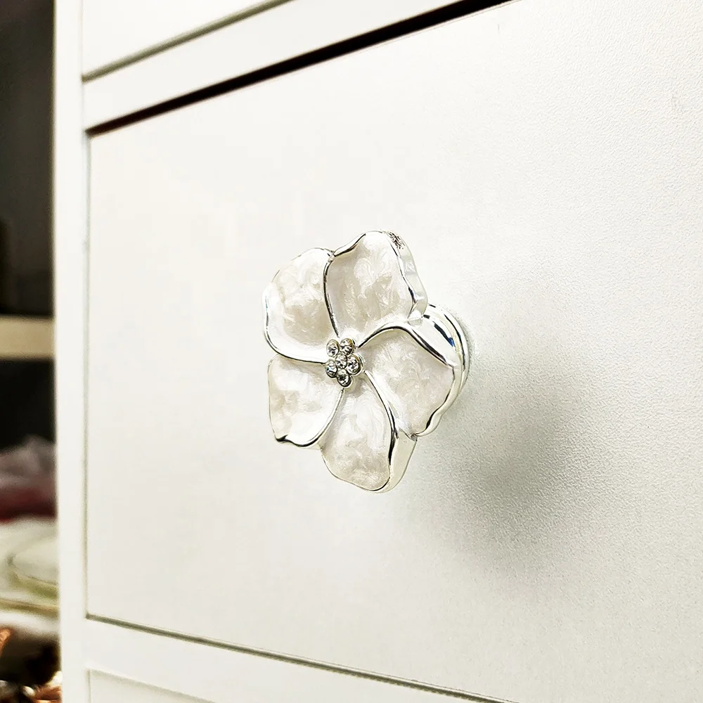 enamel flower drawer knobs cabinet handle M4 screw