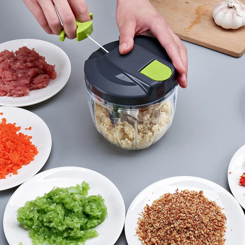 500ml 900ml Manual kitchen Vegetable cutter Spiralizer Stainless Steel Mini Tri-blade Plastic vegetable chopper slicer