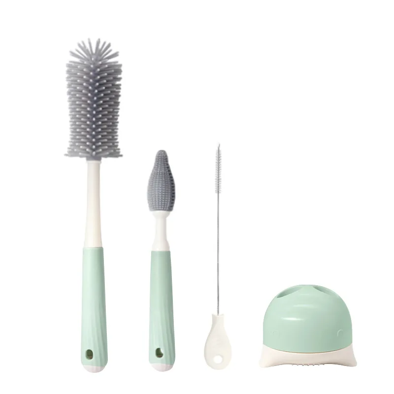 New Arrival Travel Baby Bottle Brush Set Rotating Cleaning Brush Kit with Straw for Cleaning and Washing Milk Bottles