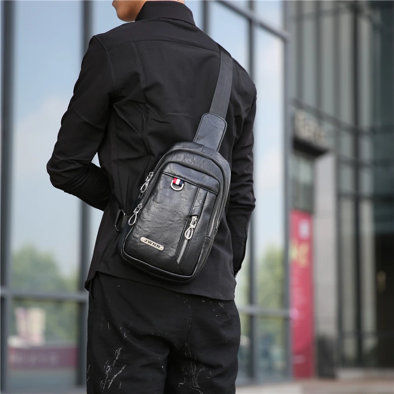 popular teenager chest pack mens waterproof small crossbody bag travel PU Multifunction shoulder bag