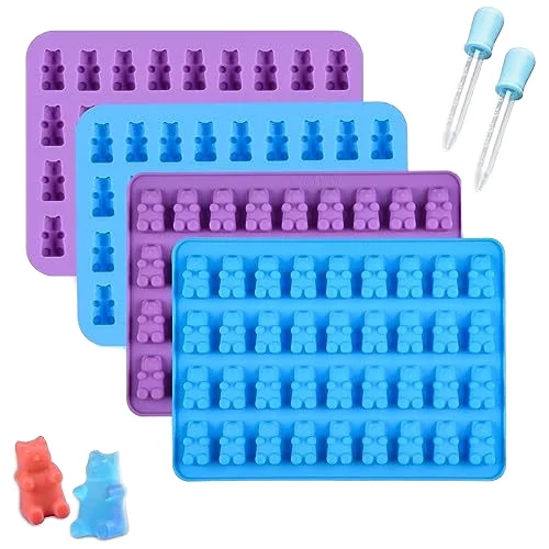 2024 Mini bear Shape 50 Cavity Silicone Mold for pet Chocolate Jello Gummy Candy Custom cartoon bear silicone baking mold
