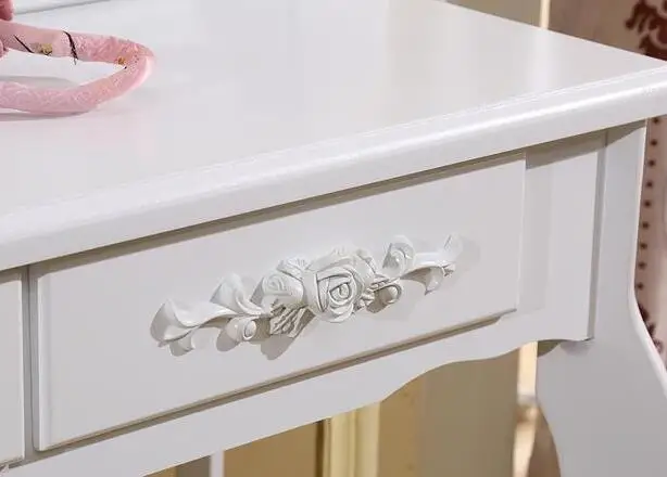 Hot sell 7 Drawer Mirror Dressing Table Stool Mirror Drawer Makeup jewelry Cabinet White Desk