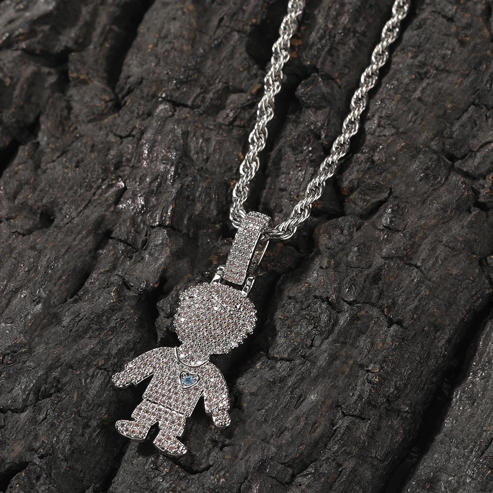 Fashion Jewelry Couple pendant Cute Boys Girls Necklace Full CZ 18K Gold Plated Necklace Gift Women Man