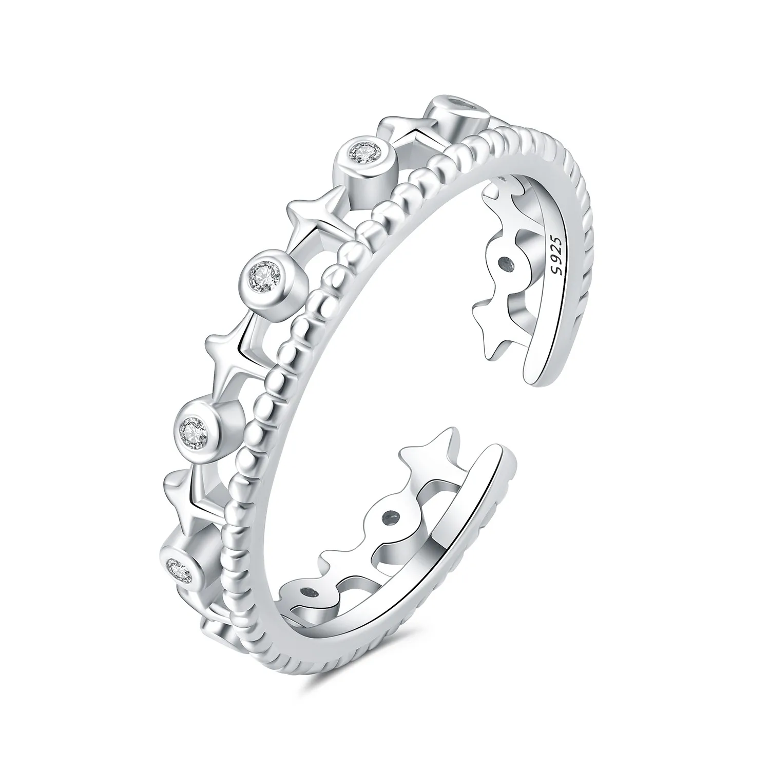 New fashion S925 Sterling Silver CZ Rings for Women gifts simple Dolphin Love Coffee Cross Lines Open rings Jewelry wholesale