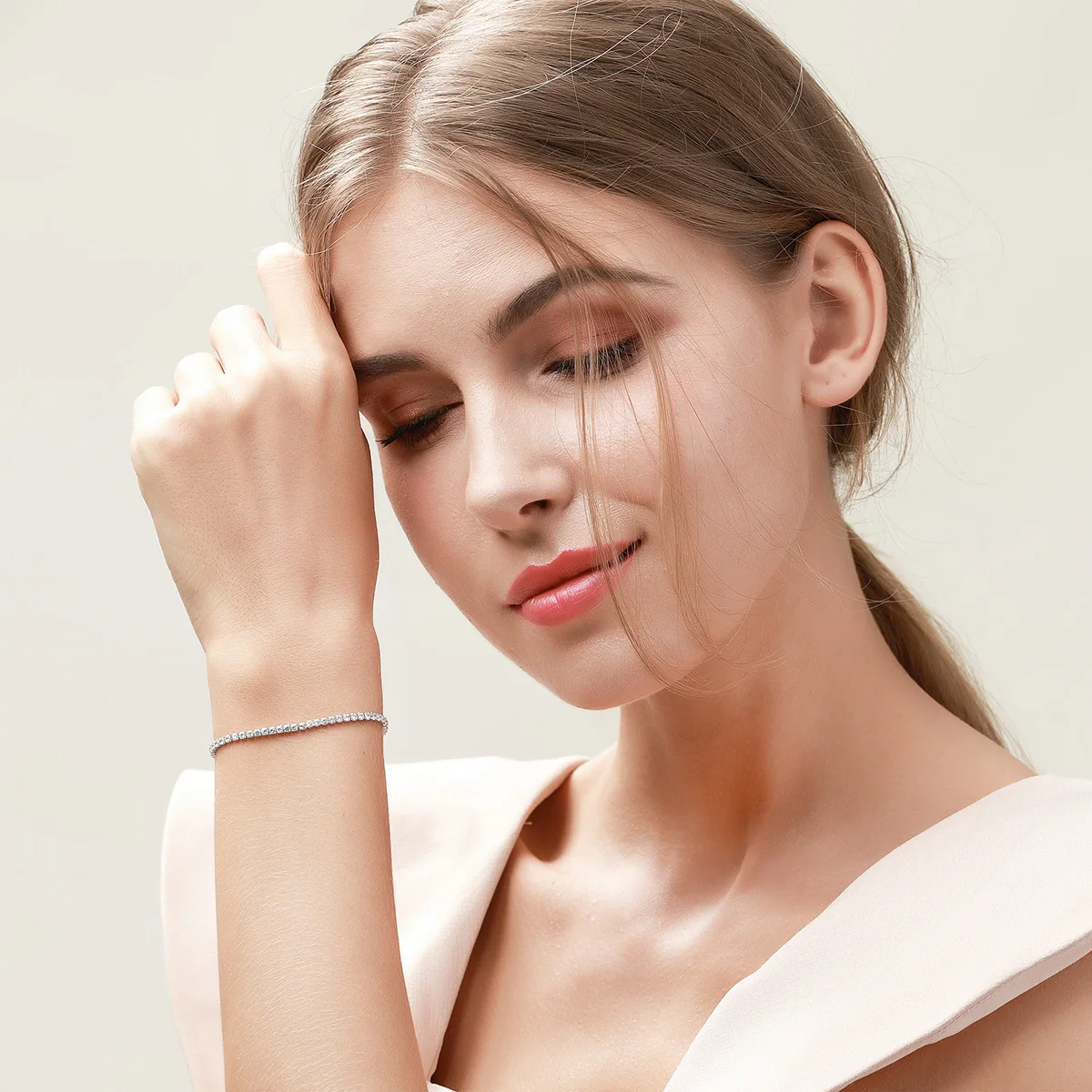 925 Sterling Silver Sparkling Strand Bracelet Charm Silver Jewelry Women Link Adjustable Bracelet