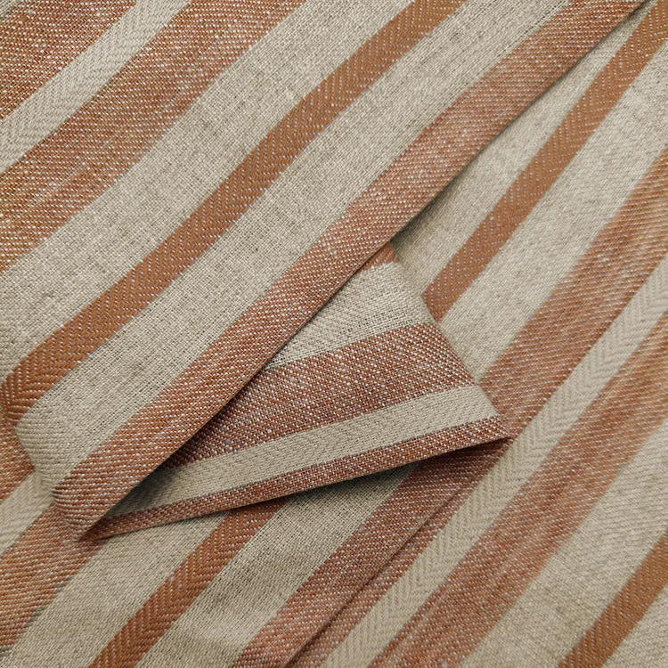 Wholesale spring summer colorful garment shirt fabrics stripe blend linen/cotton designer cotton linen dress fabric by the meter