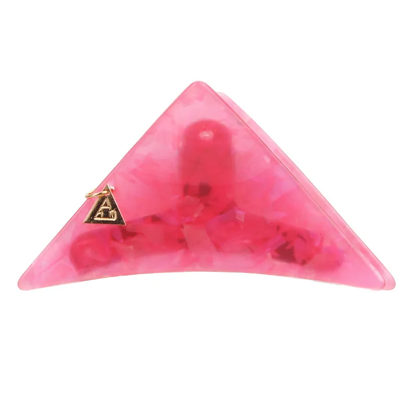 High Quality 7.5cm Triangular Heart Shape Fresh Metal and Acetate triangle and heart shape claw clips