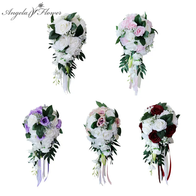 Wedding Bride Bouquet Bridesmaid Hand Tied Flower Decor Home decor European Rose