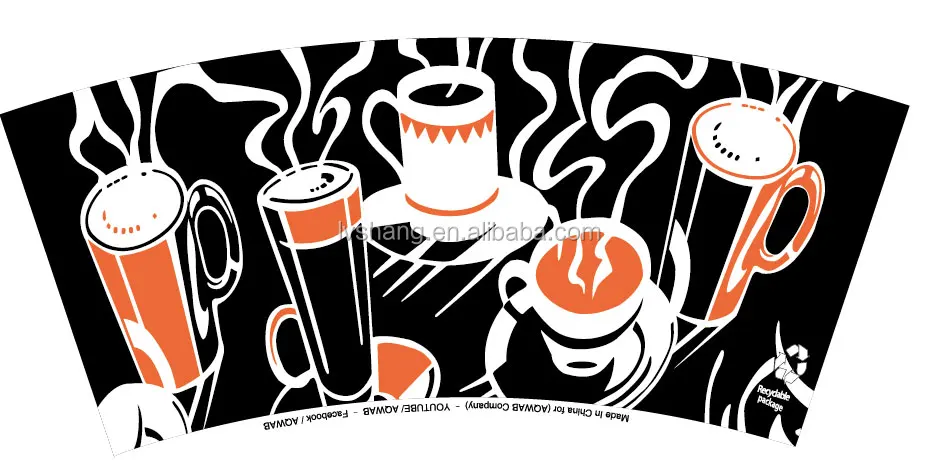 Flexo Printing Coated Single Pe Paper Cup Fan Raw Material For Coffee Paper Cup 7oz paper cup fan raw material