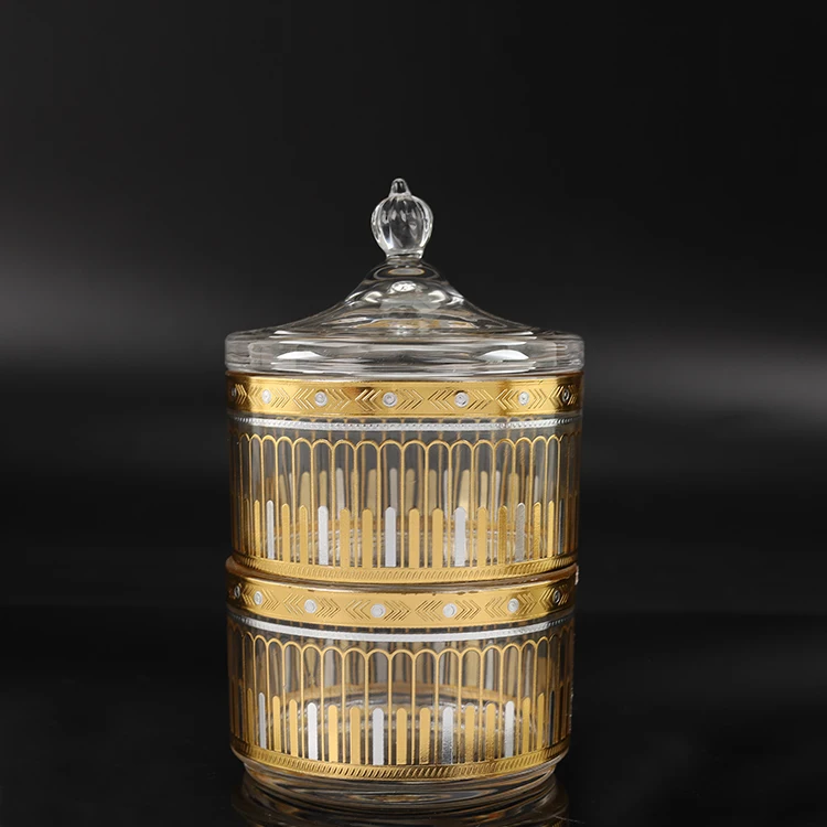 Wholesale 2pcs Round Candy Jar Storage Glass Sugar Pot with Lid