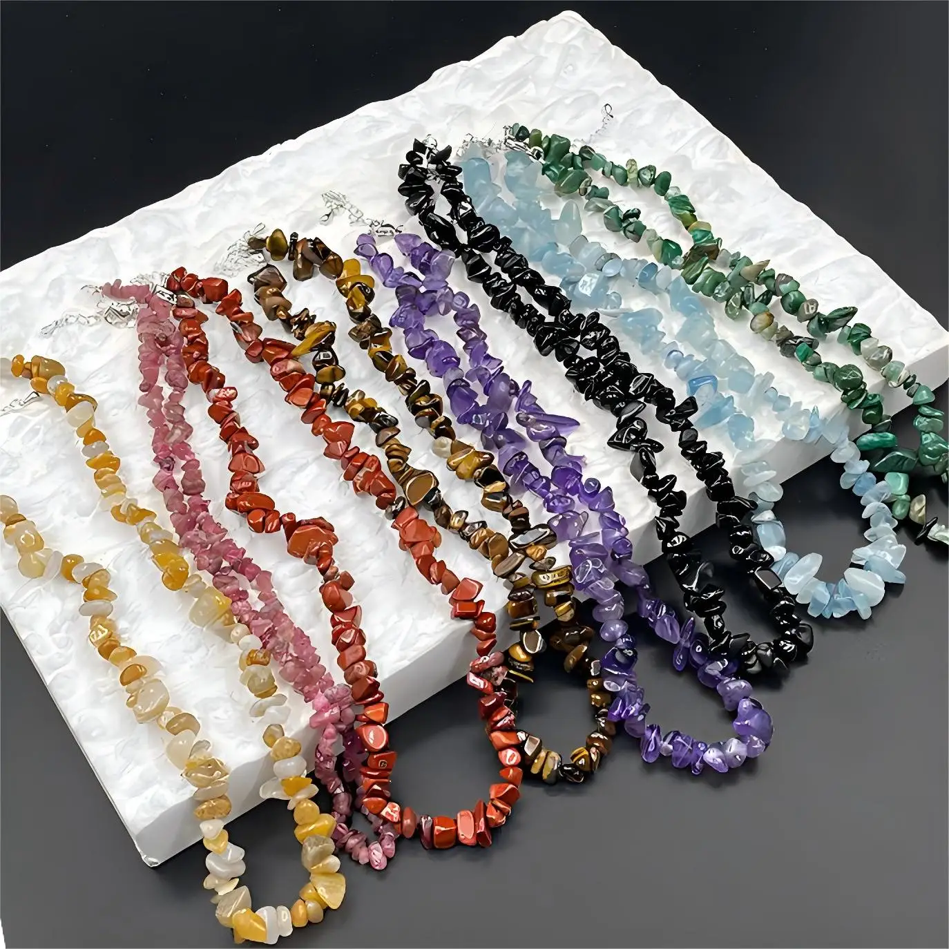 5-8mm Natural Crystal Quartz Tumbled Chip Stone With Buckle Choker Irregular Shaped Drilled Gravel Fashion Jewelry Necklace