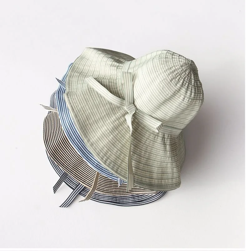 Модные пляжные шляпы для женщин, летняя Солнцезащитная складная шляпа в полоску с широкими полями