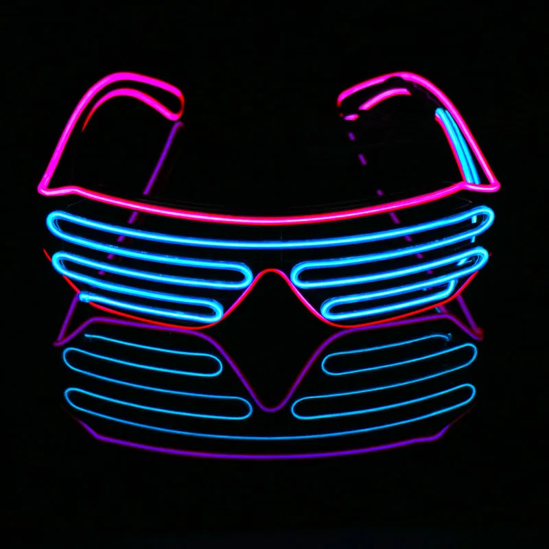 Party Neon Double Color EL Wire Glasses LED Sunglasses Light Up Glasses Rave Costume Party DJ SunGlasses Birthday Party