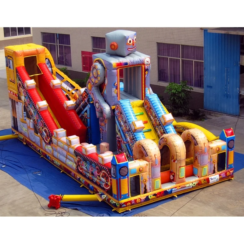 Giant Robot Inflatable jump and slide bouncer ,Inflatable Large Slide For Commercial Event