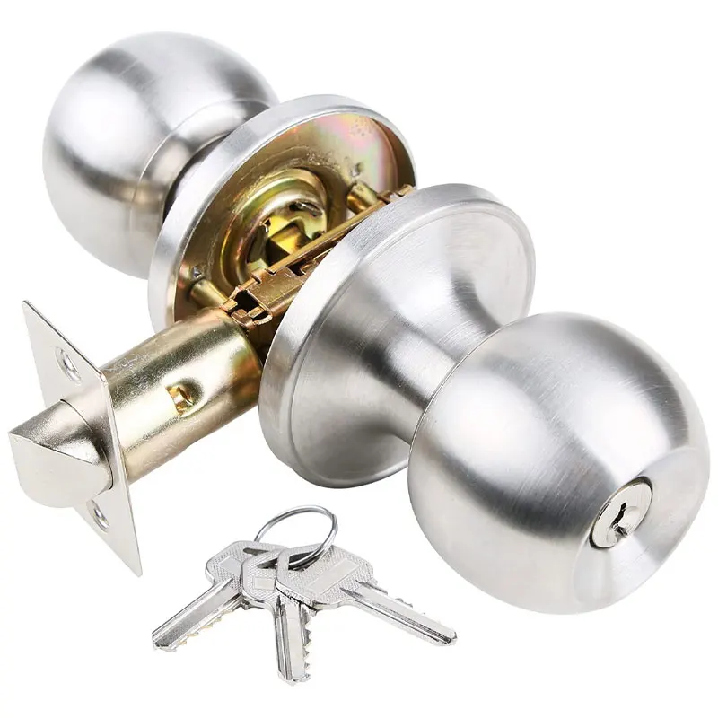 Security Bathroom Lock With Knob Passage Tubular Doorknob Lock without Key for Home Door Locks