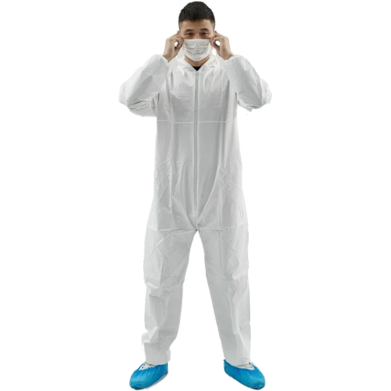 Nonwoven Disposable Coverall Disposable PPE jumpsuit Latex Free  with Breathable Fabric Single-use PPE suit