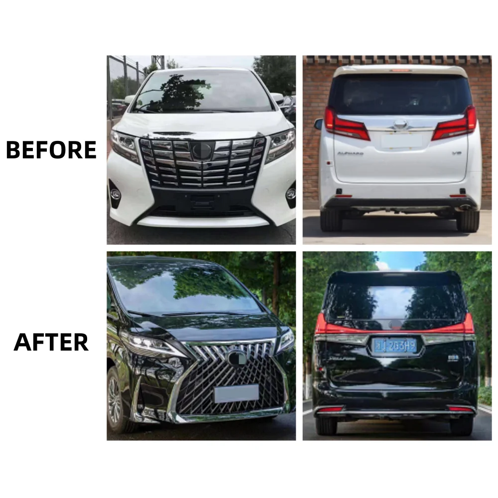 Hot Selling MPV modification AF 30 Upgrade to LM style Front Bumper facelift Body kit For Toyota Alphard 2015-ON