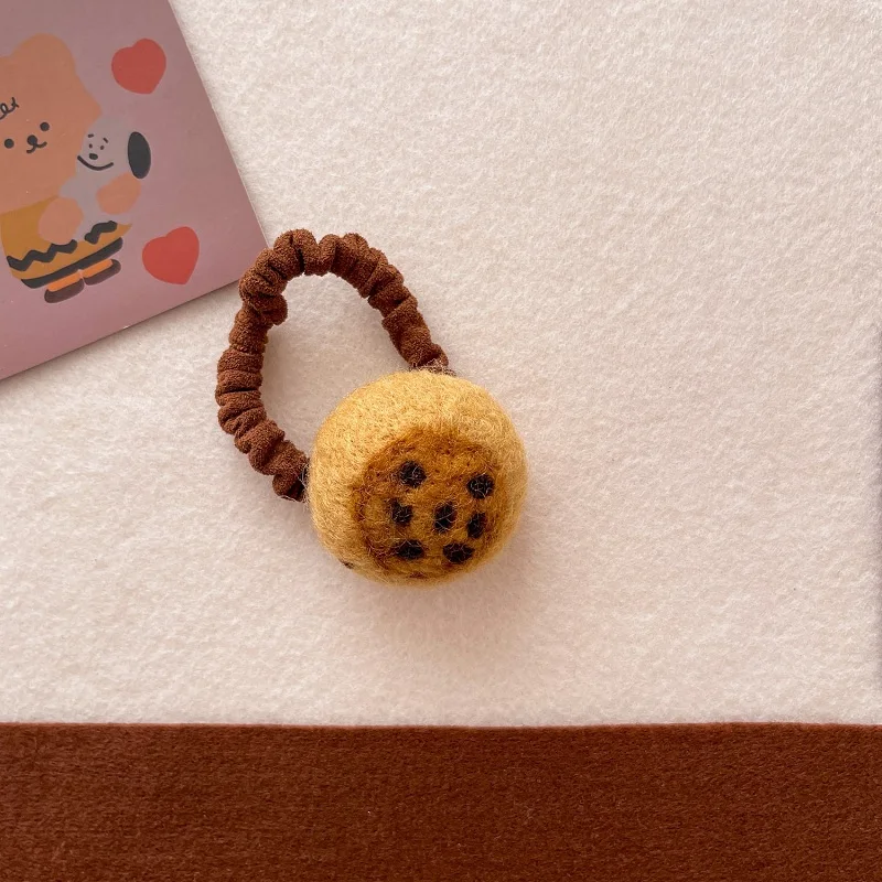 MIO wool felt hair clip elastic hair ties cookies duckbill clips cute wool felt hair band dessert series bb hairpin elastic band
