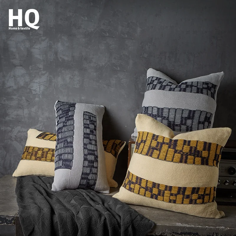 
Giving Free Samples Can Mixed Purchase Free custom gray Geometric pattern design Office sofa nap nap pillow General model 