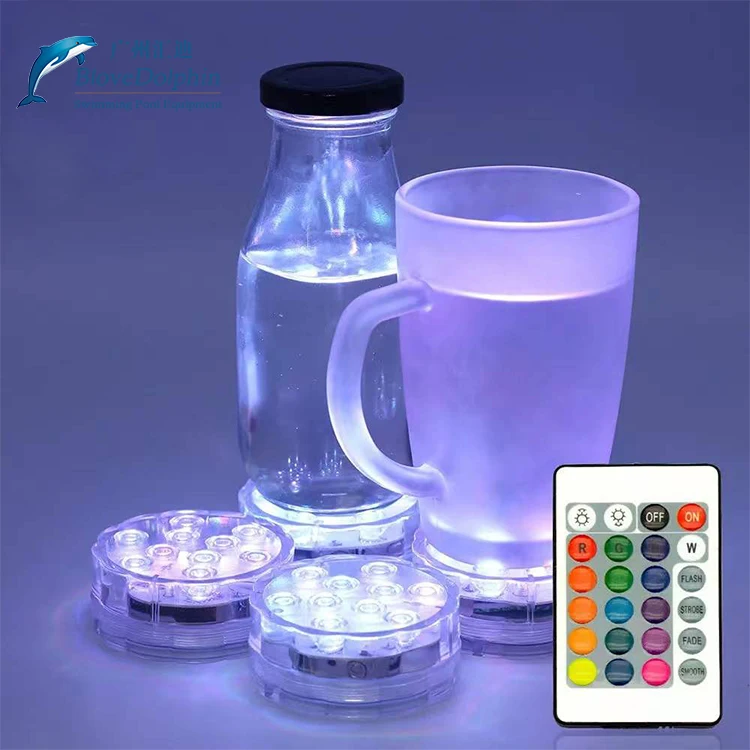 RGB Outdoor Garden Swimming Pool Accessories IP68 IP67 LED Underwater Light ABS Plastic Body Blue White Red Remote Control