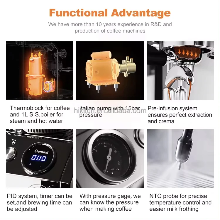 Commercial espresso coffee machine cappuccino coffee maker single Group imported water pump temperature control