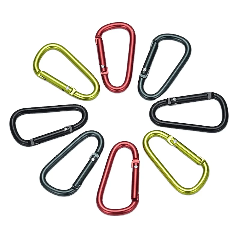 Customized colorful Keychain Carabiner Snap Lock Hook Tool Aluminum D Shape Rock Climbing Carabiner for leash