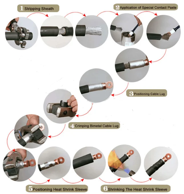 Auto Electrical Connecting 600v to 35 KV AWG Battery Tubular Cable Lug with Bell-end / Purple Copper Ring Terminal Lug