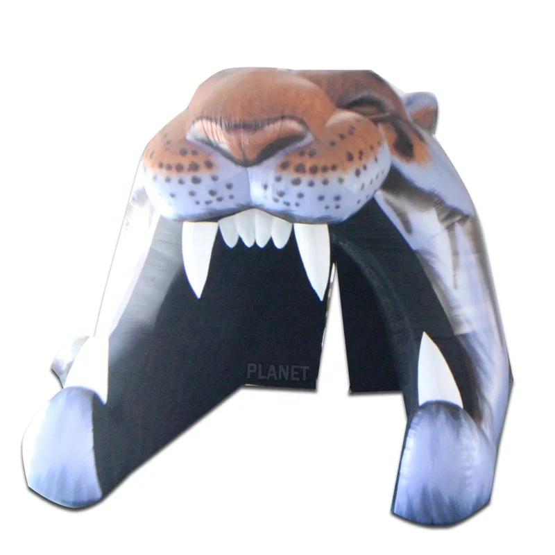 Custom Outdoor Giant Run Through Sport Entrance Tiger Head Mascot Tunnel Inflatable Football for Sports